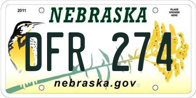 NE license plate DFR274