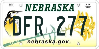 NE license plate DFR277