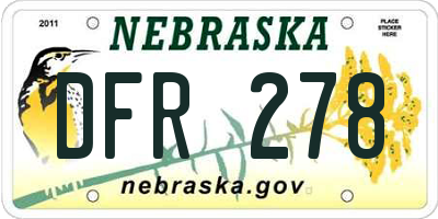 NE license plate DFR278