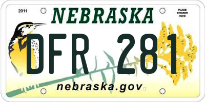 NE license plate DFR281