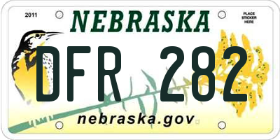 NE license plate DFR282