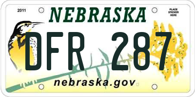 NE license plate DFR287