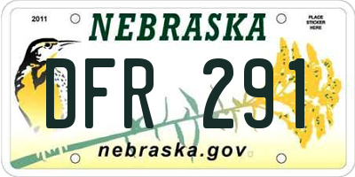 NE license plate DFR291