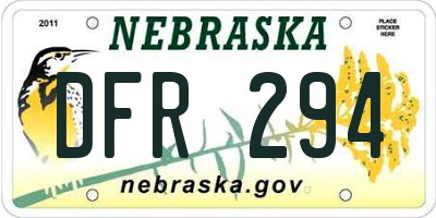 NE license plate DFR294
