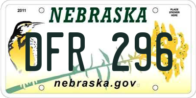 NE license plate DFR296