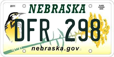NE license plate DFR298