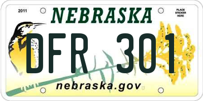 NE license plate DFR301
