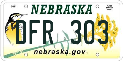 NE license plate DFR303