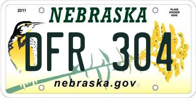 NE license plate DFR304