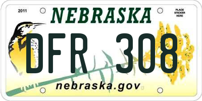 NE license plate DFR308