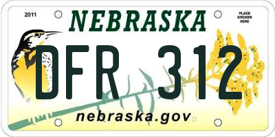 NE license plate DFR312