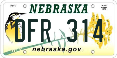 NE license plate DFR314