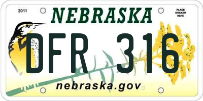 NE license plate DFR316