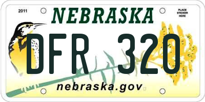 NE license plate DFR320
