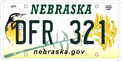 NE license plate DFR321