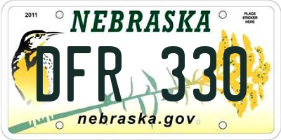NE license plate DFR330