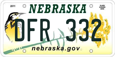 NE license plate DFR332