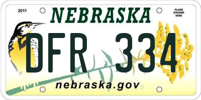 NE license plate DFR334