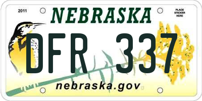 NE license plate DFR337