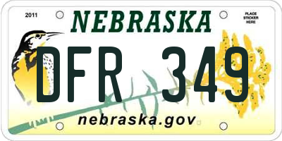 NE license plate DFR349