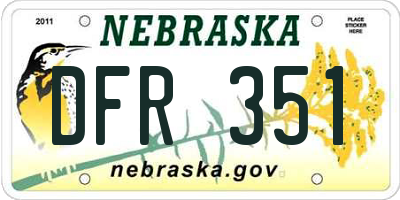 NE license plate DFR351
