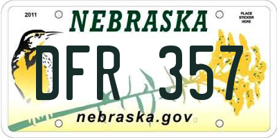 NE license plate DFR357
