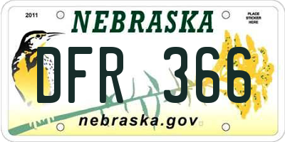 NE license plate DFR366