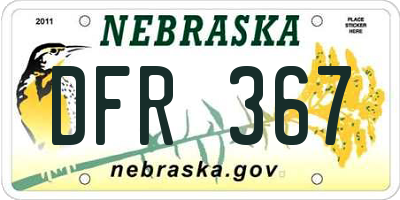 NE license plate DFR367