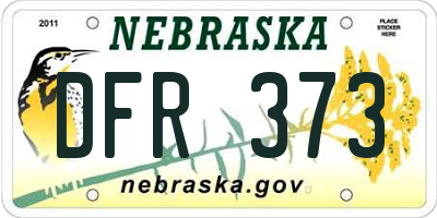 NE license plate DFR373