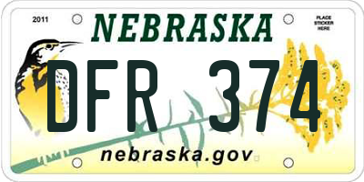 NE license plate DFR374