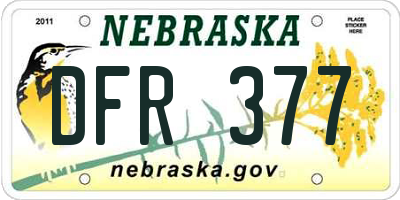 NE license plate DFR377