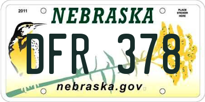 NE license plate DFR378