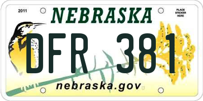 NE license plate DFR381