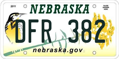 NE license plate DFR382