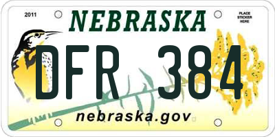 NE license plate DFR384