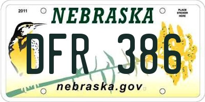 NE license plate DFR386
