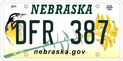 NE license plate DFR387