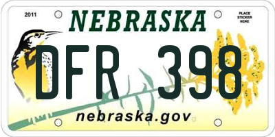 NE license plate DFR398