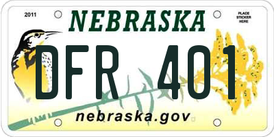 NE license plate DFR401