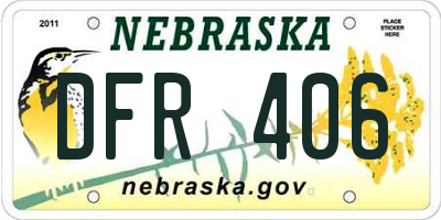 NE license plate DFR406