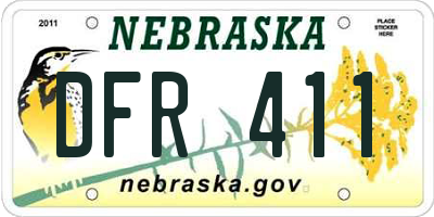 NE license plate DFR411