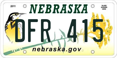 NE license plate DFR415