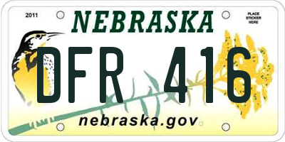 NE license plate DFR416