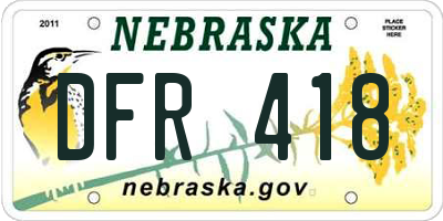 NE license plate DFR418