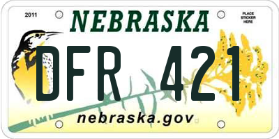 NE license plate DFR421