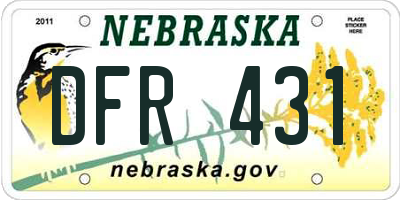 NE license plate DFR431