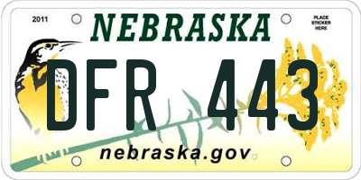 NE license plate DFR443