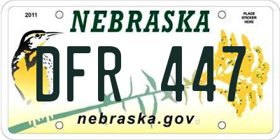 NE license plate DFR447