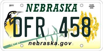 NE license plate DFR458