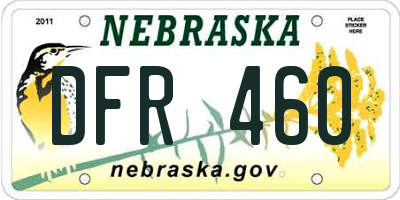 NE license plate DFR460